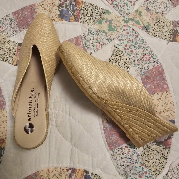 ERIC MICHAEL Womens Collete Woven Mule Jute Wedge Heel Espadrilles Beige Size 38 - Picture 2 of 8